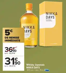 Carrefour Market Whisky Japonais NIKKA DAYS offre