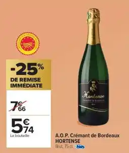 Carrefour Market A.O.P. Crémant de Bordeaux HORTENSE offre