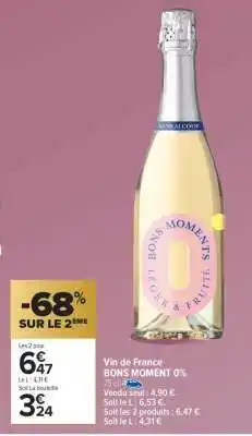 Carrefour Market Vin de France BONS MOMENT 0% offre