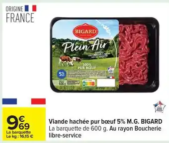 Carrefour Viande hachée pur bœuf 5% M.G BIGARD offre