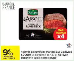 Carrefour 4 pavés de rumsteck marinés aux 3 poivres SOCOPA offre