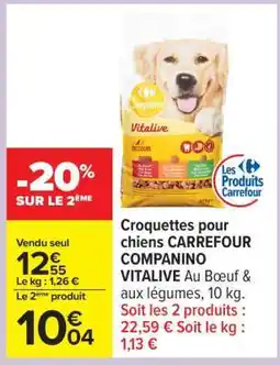 Carrefour Croquettes pour chiens CARREFOUR COMPANINO VITALIVE offre