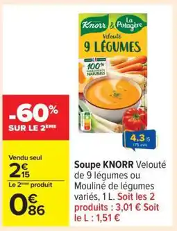 Carrefour Soupe KNORR Velouté de 9 légumes offre