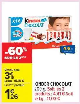 Carrefour KINDER Chocolat offre