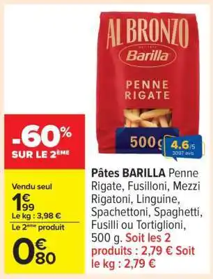 Carrefour PÂTES BARILLA offre