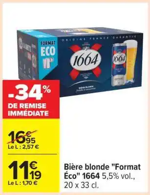 Carrefour Bière blonde Format Éco 1664 offre