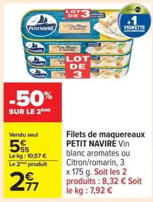 Carrefour Filets de Maquereaux 'Petit Navire' offre