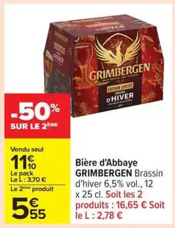 Carrefour Bière d'Abbaye GRIMBERGEN Brassin d'hiver offre