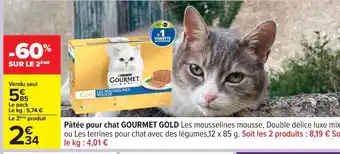Carrefour Pâtée pour chat GOURMET GOLD offre