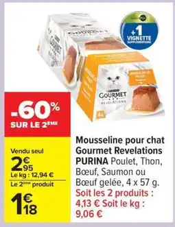 Carrefour Mousseline pour chat Gourmet Revelations PURINA offre