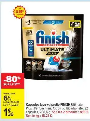 Carrefour Capsules lave-vaisselle FINISH Ultimate Plus offre
