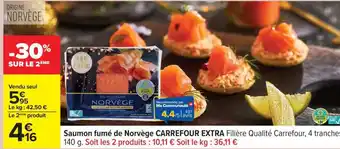 Carrefour Saumon fumé de Norvège CARREFOUR EXTRA offre