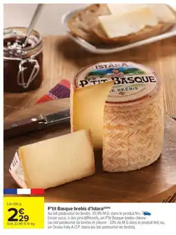 Carrefour Market P'tit Basque brebis d'Istara offre