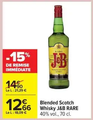 Carrefour BLENDED SCOTCH WHISKY J&B RARE offre