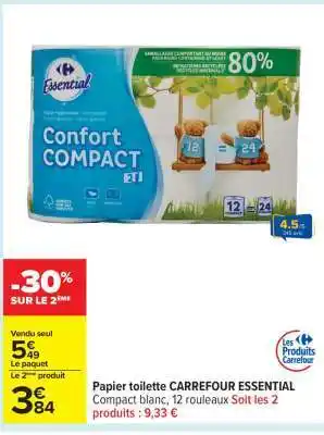 Carrefour Papier toilette CARREFOUR ESSENTIAL offre