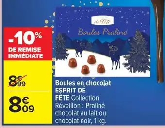Carrefour Boules en chocolat ESPRIT DE FÊTE offre