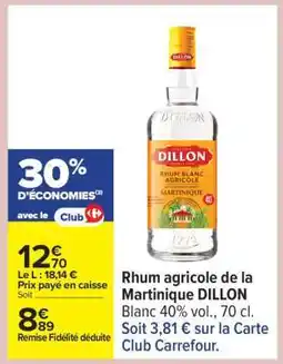 Carrefour Rhum agricole de la Martinique DILLON offre