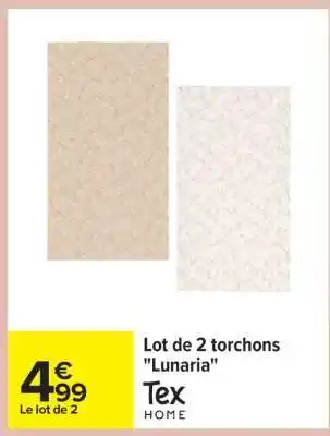 Carrefour Lot de 2 torchons Lunaria offre