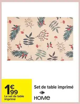 Carrefour Set de table imprimé offre