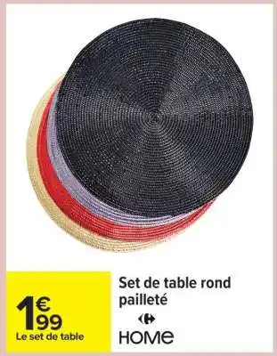 Carrefour Set de table rond pailleté offre