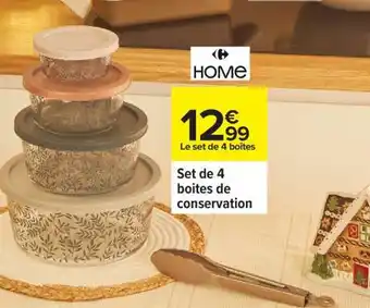 Carrefour Set de 4 boites de conservation offre