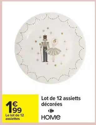Carrefour Lot de 12 assiettes décorées offre