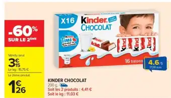 Carrefour Market KINDER CHOCOLAT offre
