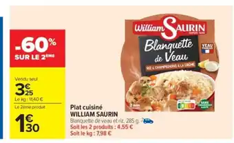 Carrefour Market WILLIAM SAURIN Plat cuisiné offre