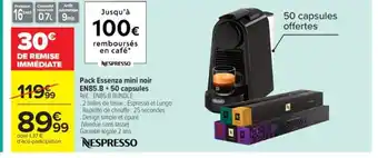 Carrefour Market NESPRESSO Pack Essenza mini noir EN85.B + 50 capsules offre