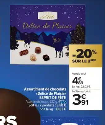 Carrefour Market ESPRIT DE FÊTE Assortiment de chocolats Délice de Plaisir offre