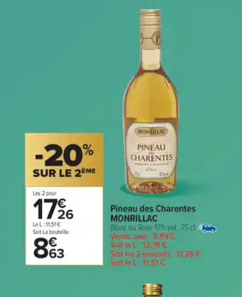 Carrefour Market MONRILLAC Pineau des Charentes offre