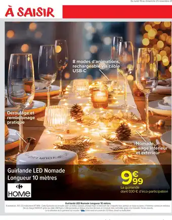 Carrefour Market Guirlande LED Nomade Longueur 10 mètres offre