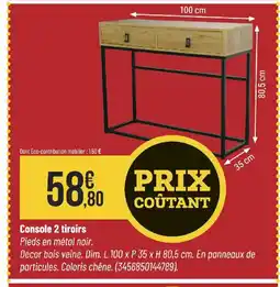 Bricorama Console 2 tiroirs offre