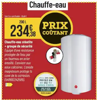 Bricorama Chauffe-eau stéatite + groupe de sécurité offre