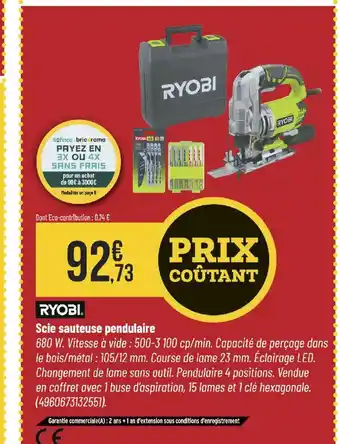 Bricorama RYOBI Scie sauteuse pendulaire offre