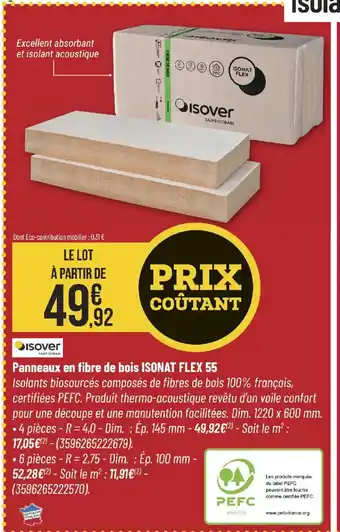 Bricorama ISOVER Panneaux en fibre de bois ISONAT FLEX 55 offre
