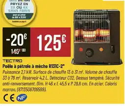 Bricorama TECTRO Poêle à pétrole à mèche R131C-2 offre