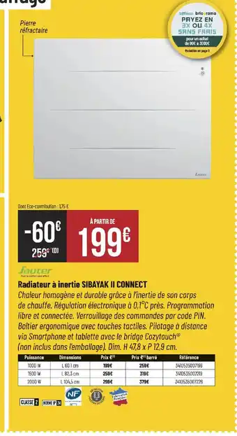 Bricorama SAUTER Radiateur à inertie SIBAYAK II CONNECT offre