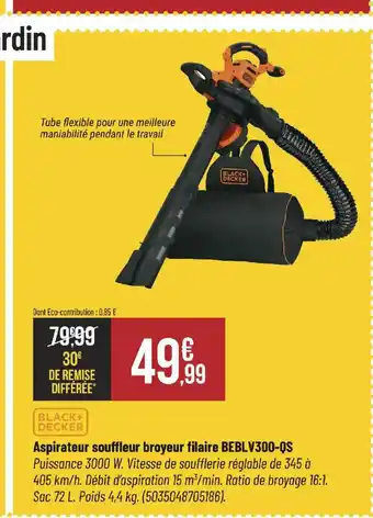 Bricorama Aspirateur souffleur broyeur filaire BEBLV300-QS offre