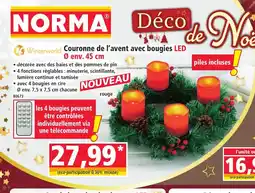 Norma WINTERWORLD Couronne de l'avent avec bougies LED offre