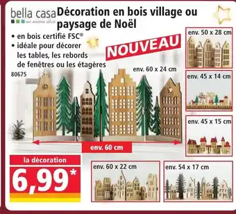 BELLA CASA Décoration en bois village ou paysage de Noël
