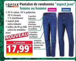Norma TOPTEX Pantalon de randonnée aspect jean femme ou homme offre