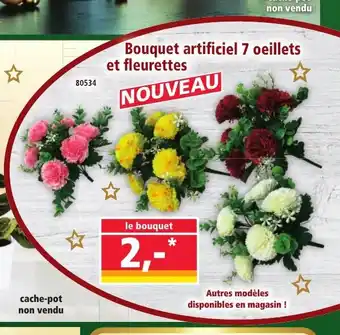 Norma Bouquet artificiel 7 oeillets et fleurettes offre
