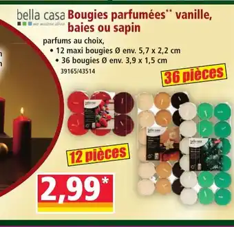 Norma BELLA CASA Bougies parfumées vanille, baies ou sapin offre