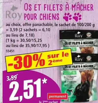 Norma ROY Os et filets à mâcher pour chiens offre