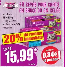 Norma WHISKS 48 repas pour chats en sauce ou en gelee offre