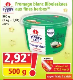 Norma ALSACE LAIT Fromage blanc Bibeleskaes aux fines herbes offre