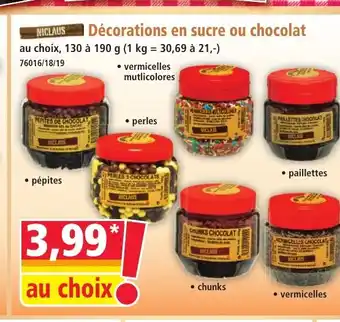 Norma NICLAUS Décorations en sucre ou chocolat offre