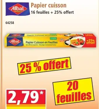 Norma ALBAL Papier cuisson offre