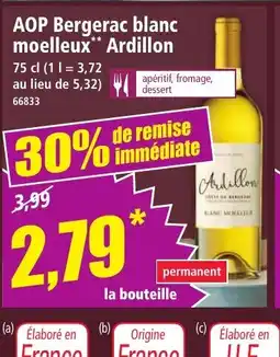 Norma AOP Bergerac blanc moelleux Ardillon offre